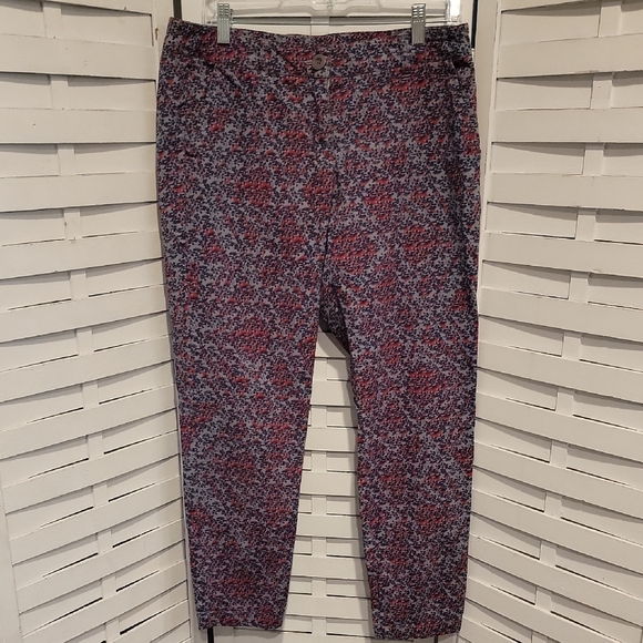 Cabi Blue And Red Straight Leg Pants Size 8 - Picture 1 of 4